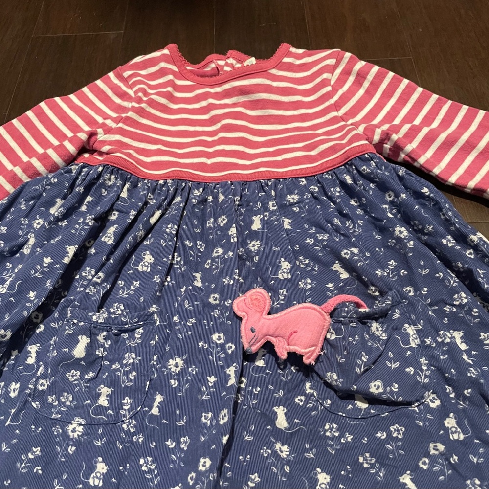 JoJo Maman BeBe Dress with Mouse Pocket Friend - Picture 4 of 6